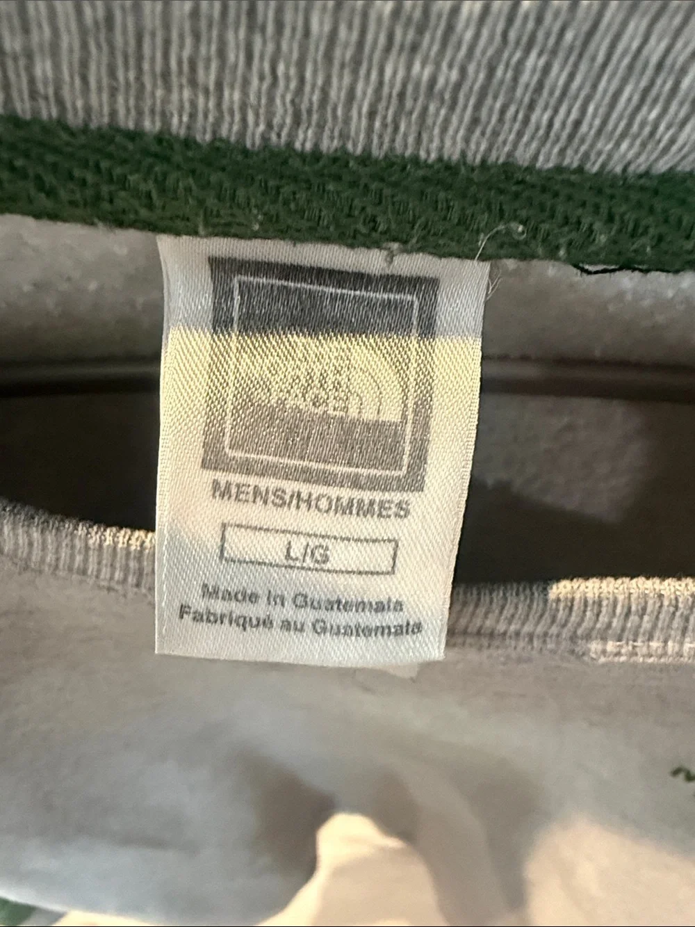 The North Face Crewneck Sweatshirt - Gray Body with Green Sleeves